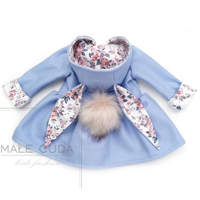 Dívčí kabátek s oušky v modré barvě