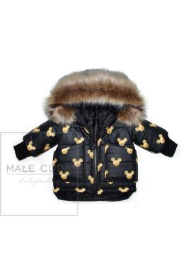 Zimní bundička černé barvy Mickey Mouse