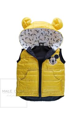 Žlutá dětská vesta s oušky na kapuci