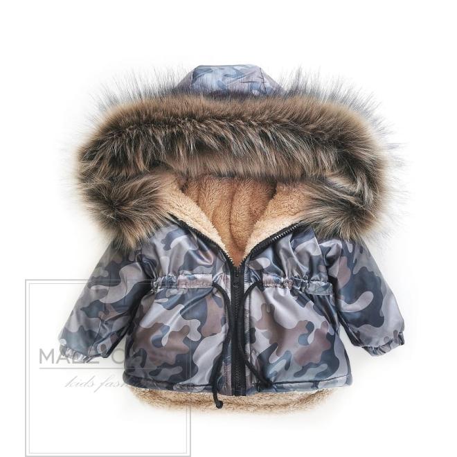 Oteplená maskáčová parka pro děti