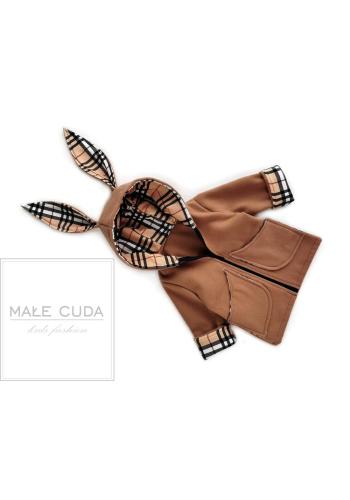 Hnědý károvaný kabátek v hnědé barvě