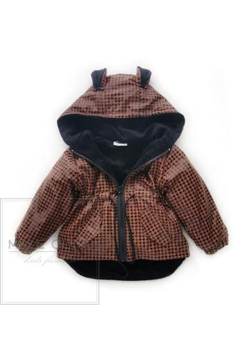 Vzorovaná hnědá parka pro děti