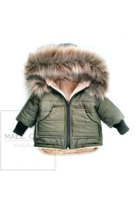 Zimušní bundička v matné khaki barvě