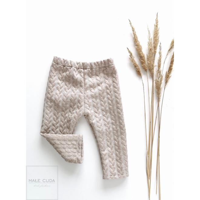 Dětské legíny s béžovým copánkovým vzorem