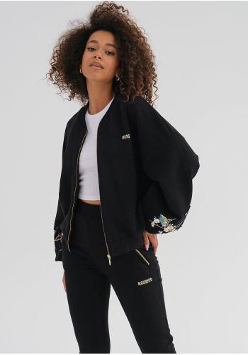 Černá mikina MOSQUITO s květinovou výšivkou