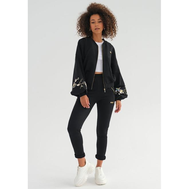 Černá mikina MOSQUITO s květinovou výšivkou