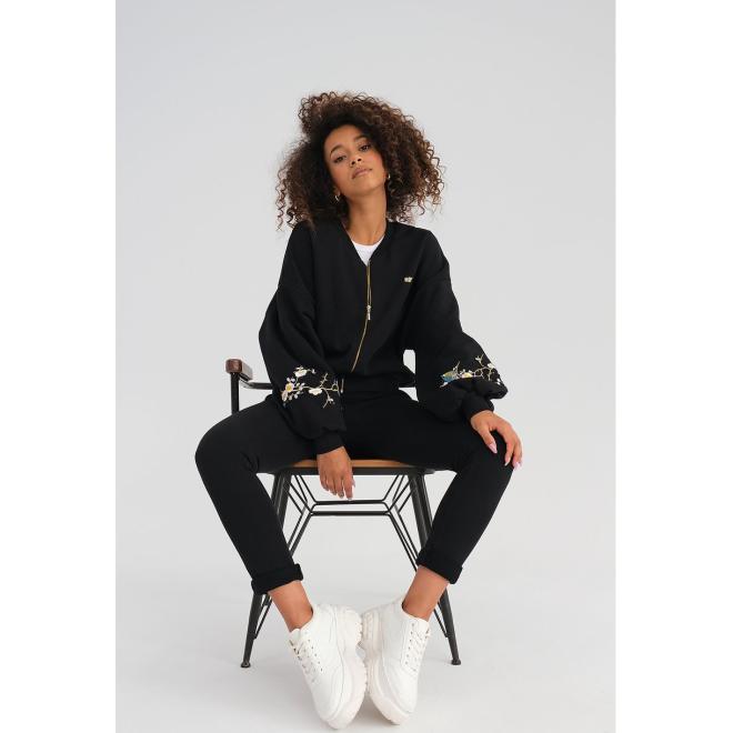 Černá mikina MOSQUITO s květinovou výšivkou