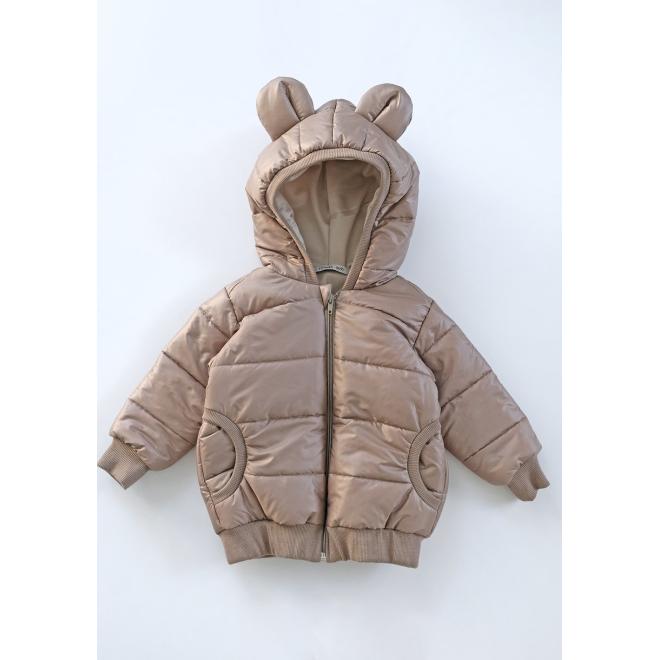 Béžová prošívaná bunda s ušima I LOVE MILK