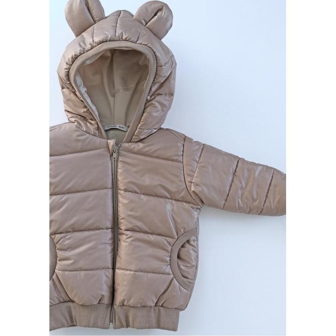 Béžová prošívaná bunda s ušima I LOVE MILK