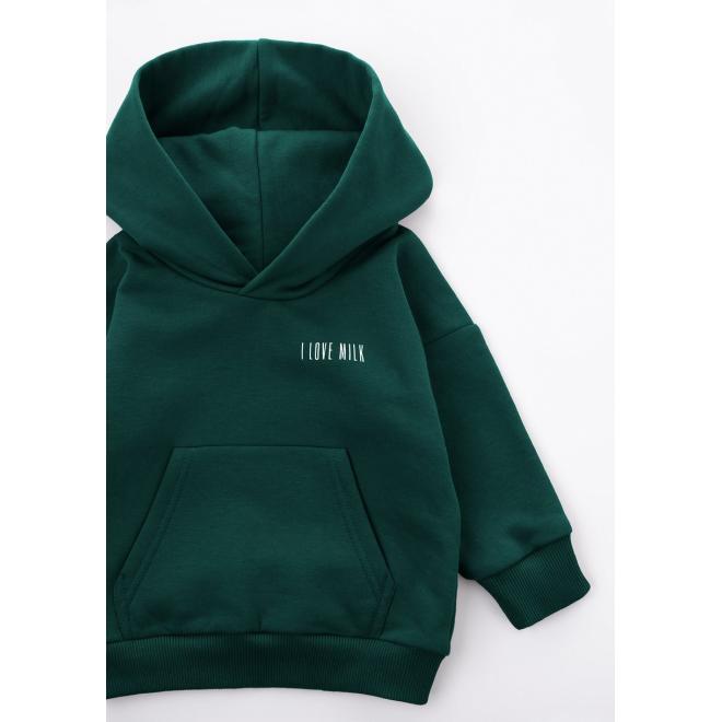 Dětská mikina I LOVE MILK v zelené barvě