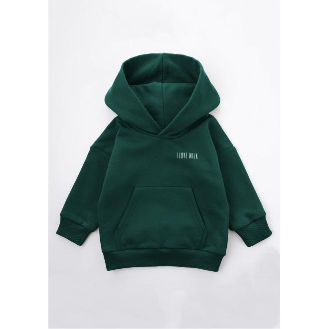 Dětská mikina I LOVE MILK v zelené barvě