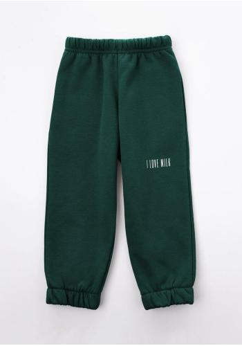 Dětské tepláky I LOVE MILK v zelené barvě