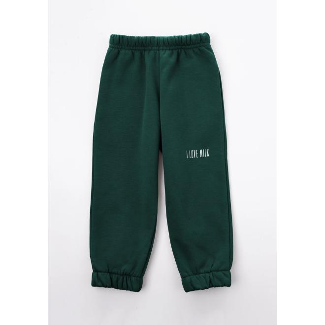 Dětské tepláky I LOVE MILK v zelené barvě