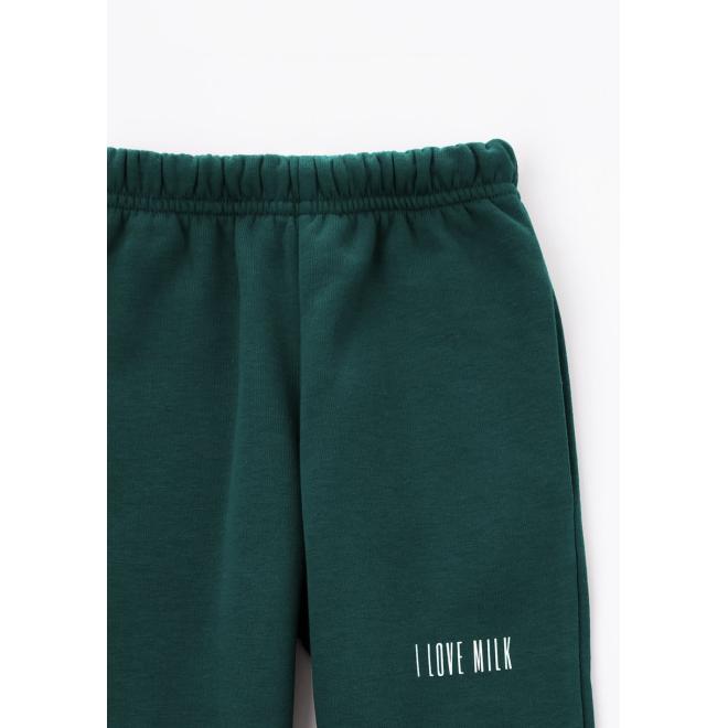 Dětské tepláky I LOVE MILK v zelené barvě