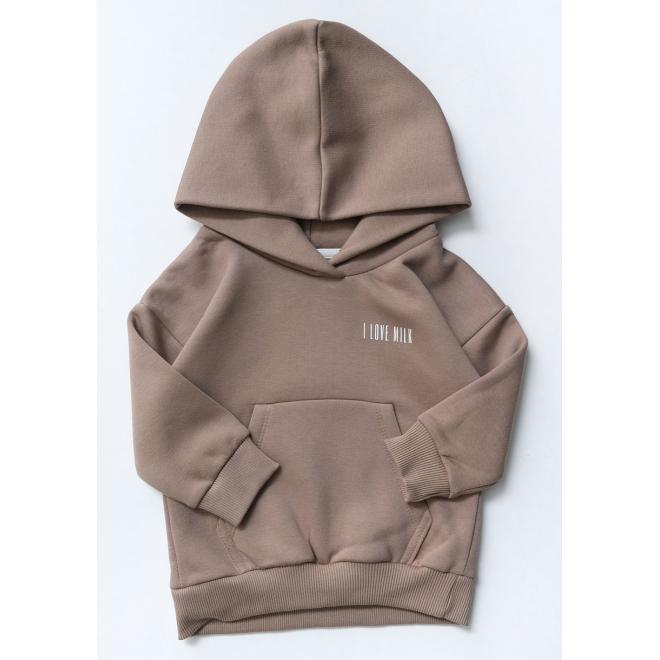 Tepláková souprava I LOVE MILK v kávové barvě