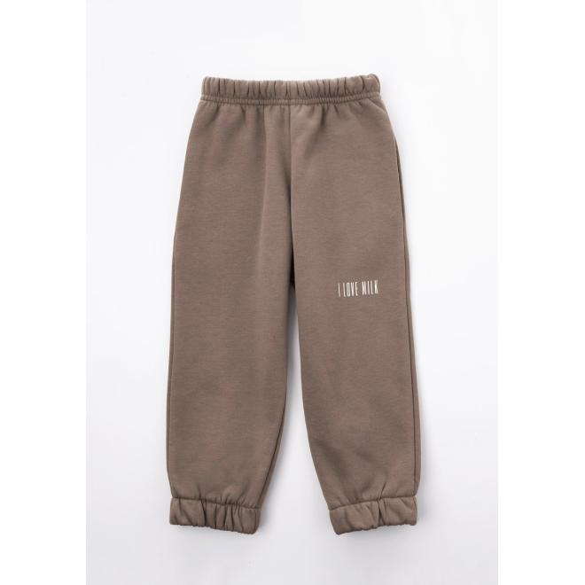 Tepláková souprava I LOVE MILK v kávové barvě