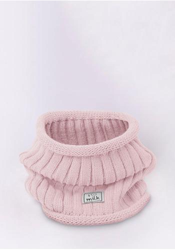 Dětský zimní komín I LOVE MILK v růžové barvě