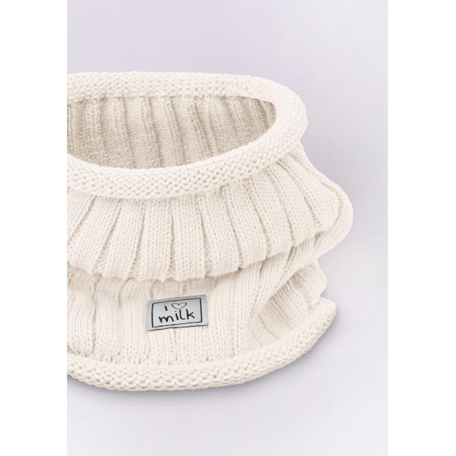 Dětský zimní komín I LOVE MILK v krémové barvě