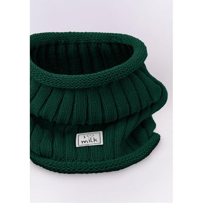 Dětský zimní komín I LOVE MILK v zelené barvě