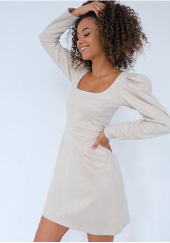 Béžové minišaty MOSQUITO v imitaci semiše