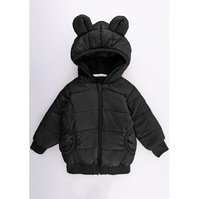 Černá prošívaná bunda s ušima I LOVE MILK