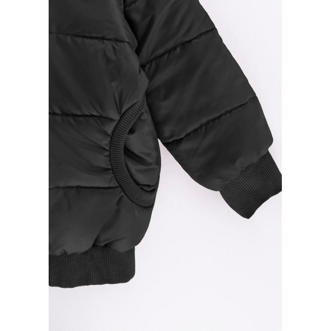 Černá prošívaná bunda s ušima I LOVE MILK