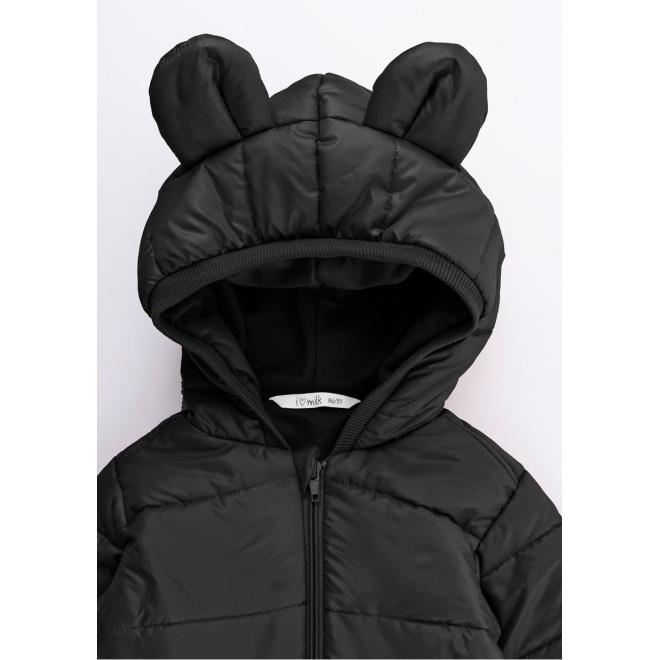 Černá prošívaná bunda s ušima I LOVE MILK