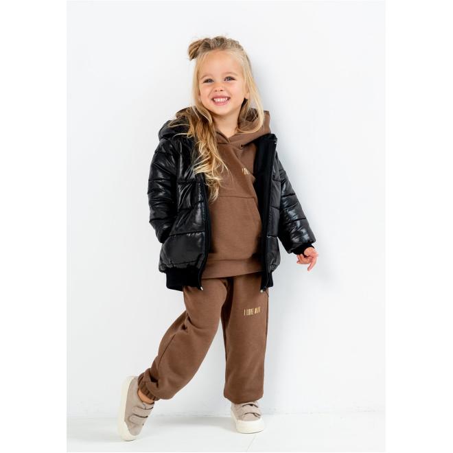 Černá prošívaná bunda s ušima I LOVE MILK