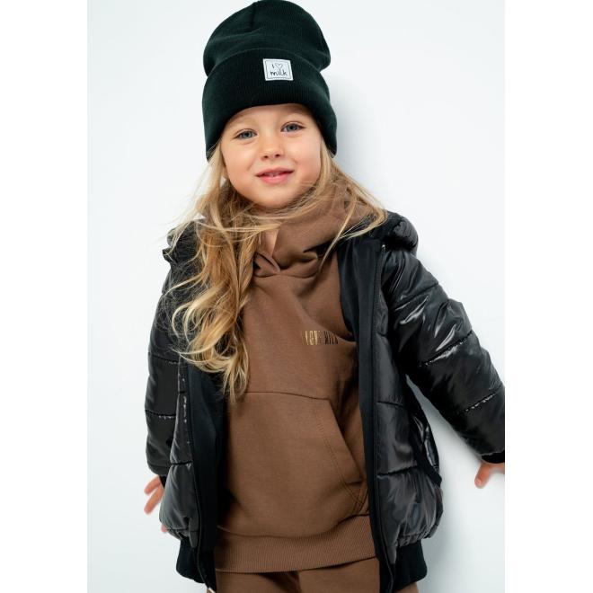 Černá prošívaná bunda s ušima I LOVE MILK