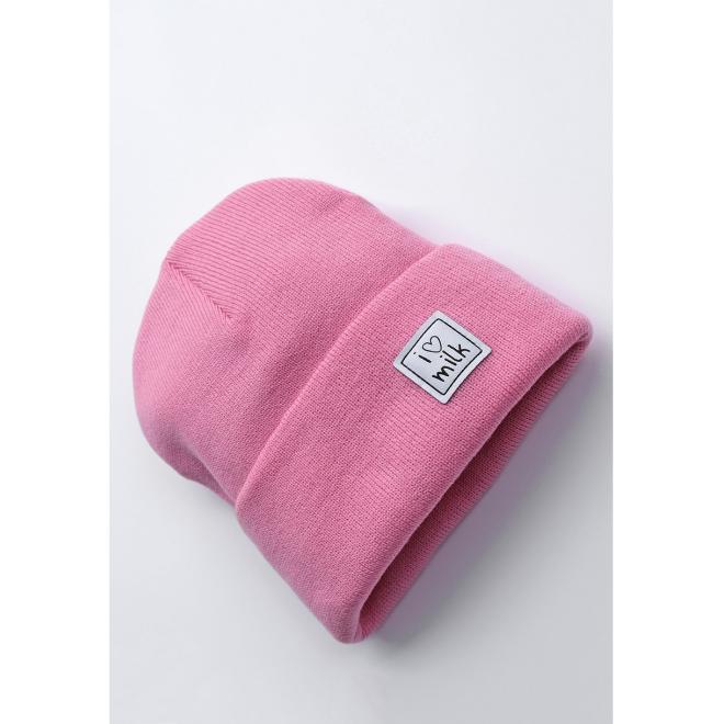 Dívčí čepice I LOVE MILK v růžové barvě