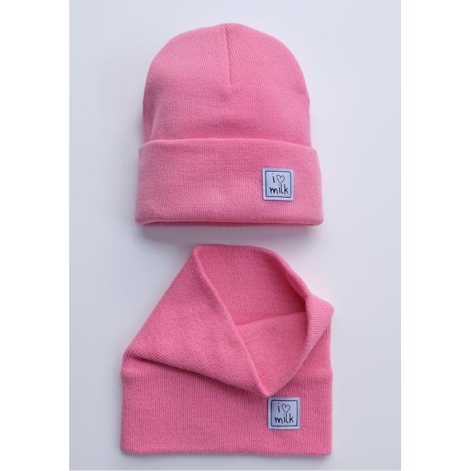 Dívčí čepice I LOVE MILK v růžové barvě