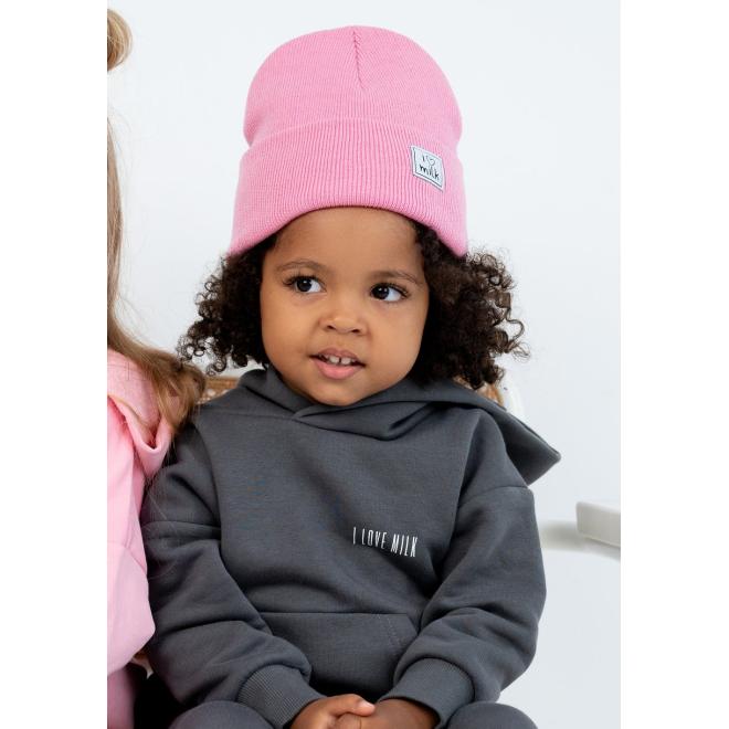 Dívčí čepice I LOVE MILK v růžové barvě