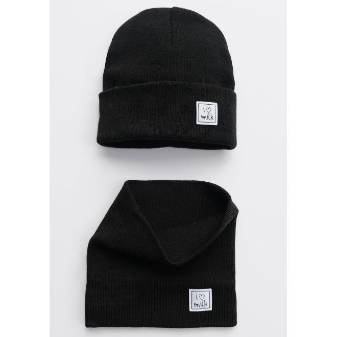 Dětská čepice I LOVE MILK v černé barvě