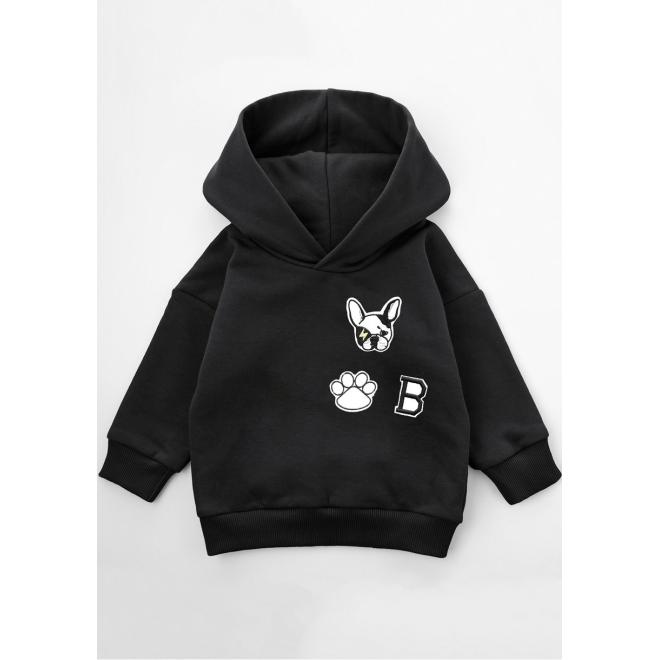 Černá mikina I LOVE MILK s DOG nášivkou