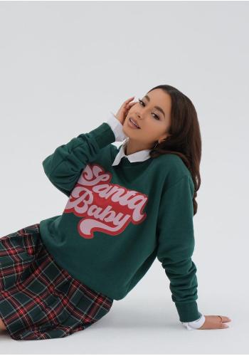 Zelená mikina MOSQUITO s vánočním motivem