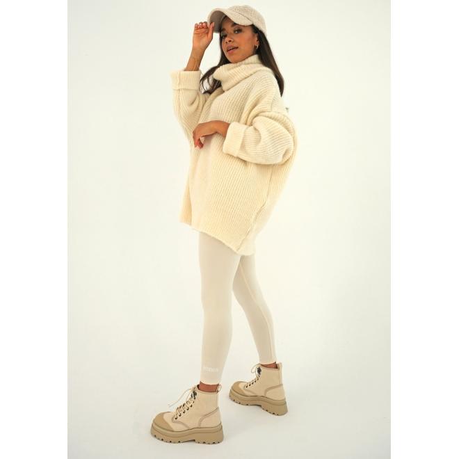 Oversize křemový MOSQUITO svetr s rolákem