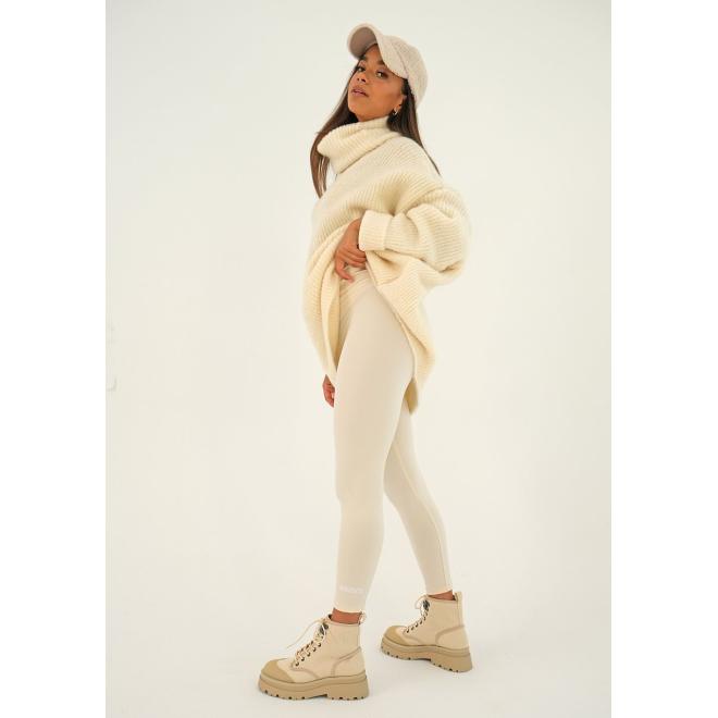 Oversize křemový MOSQUITO svetr s rolákem