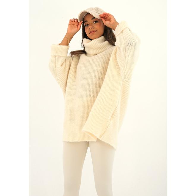 Oversize křemový MOSQUITO svetr s rolákem