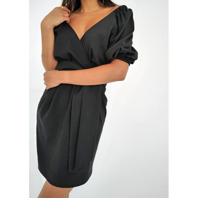 Černé minišaty s obálkovým výstřihem MOSQUITO