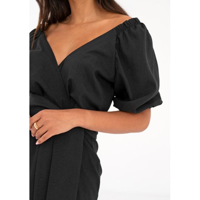 Černé minišaty s obálkovým výstřihem MOSQUITO