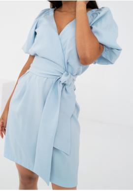 Modré minišaty MOSQUITO s obálkovým výstřihem