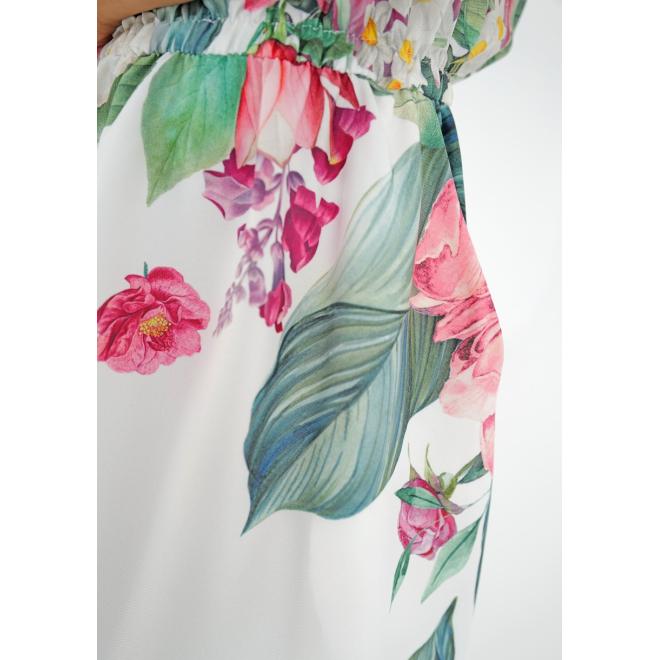 Ecru šaty MOSQUITO s květinovým potiskem