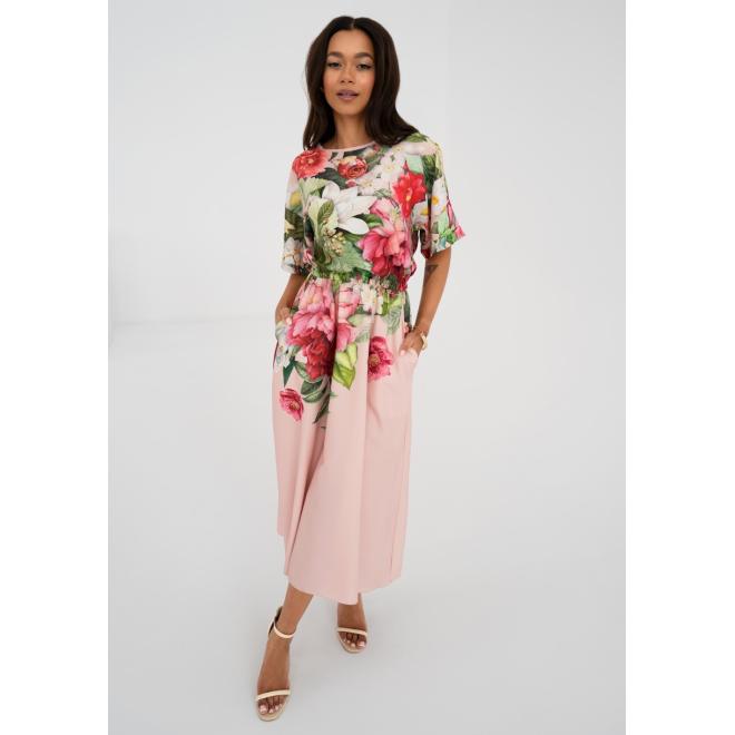Květinové růžové šaty MOSQUITO s kapsami