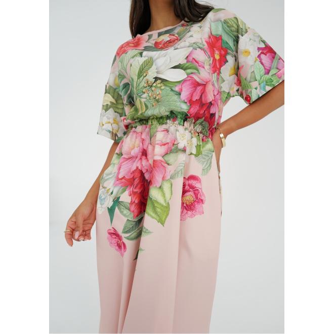 Květinové růžové šaty MOSQUITO s kapsami