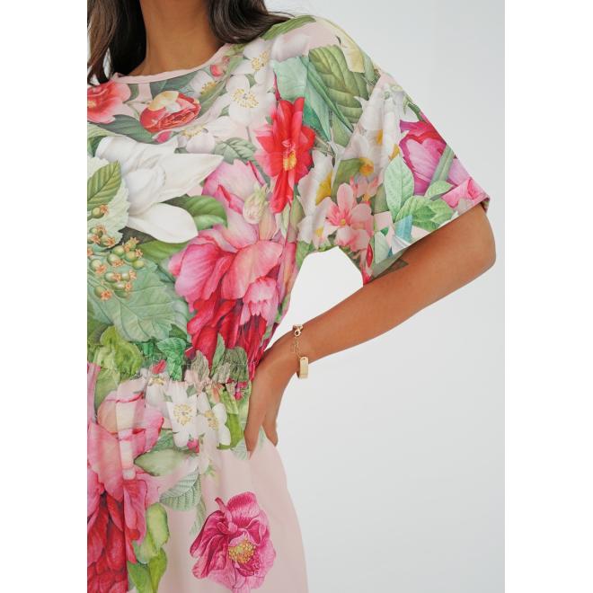 Květinové růžové šaty MOSQUITO s kapsami