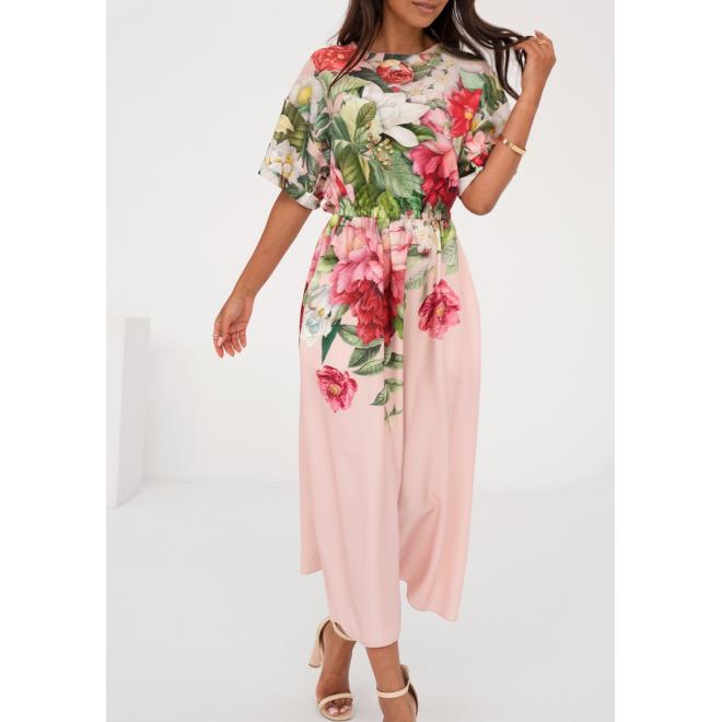 Květinové růžové šaty MOSQUITO s kapsami