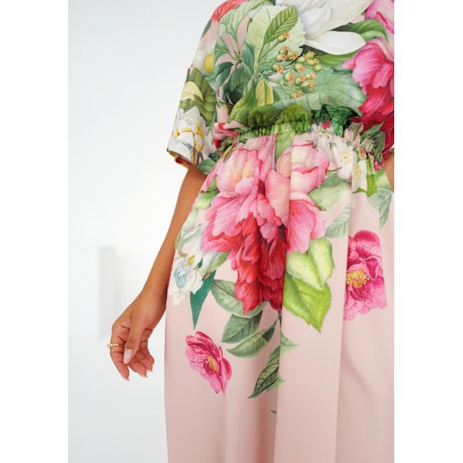 Květinové růžové šaty MOSQUITO s kapsami