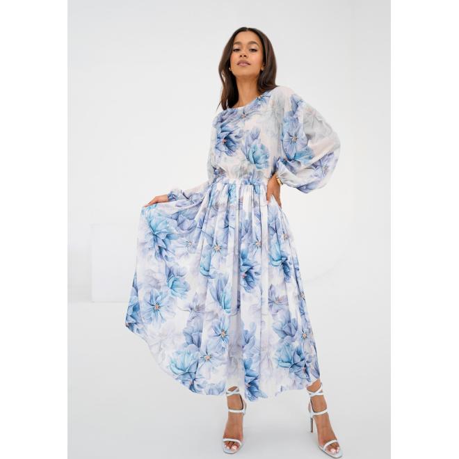 Midi šaty MOSQUITO s modrými květinami