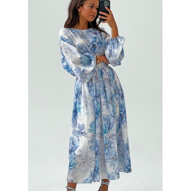 Midi šaty MOSQUITO s modrými květinami