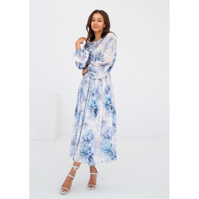 Midi šaty MOSQUITO s modrými květinami